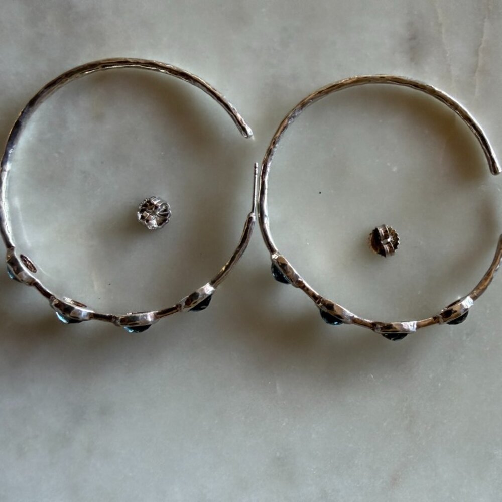Ippolita Sterling Topaz Silver Large Hammered Hoop - Picture 10 of 12